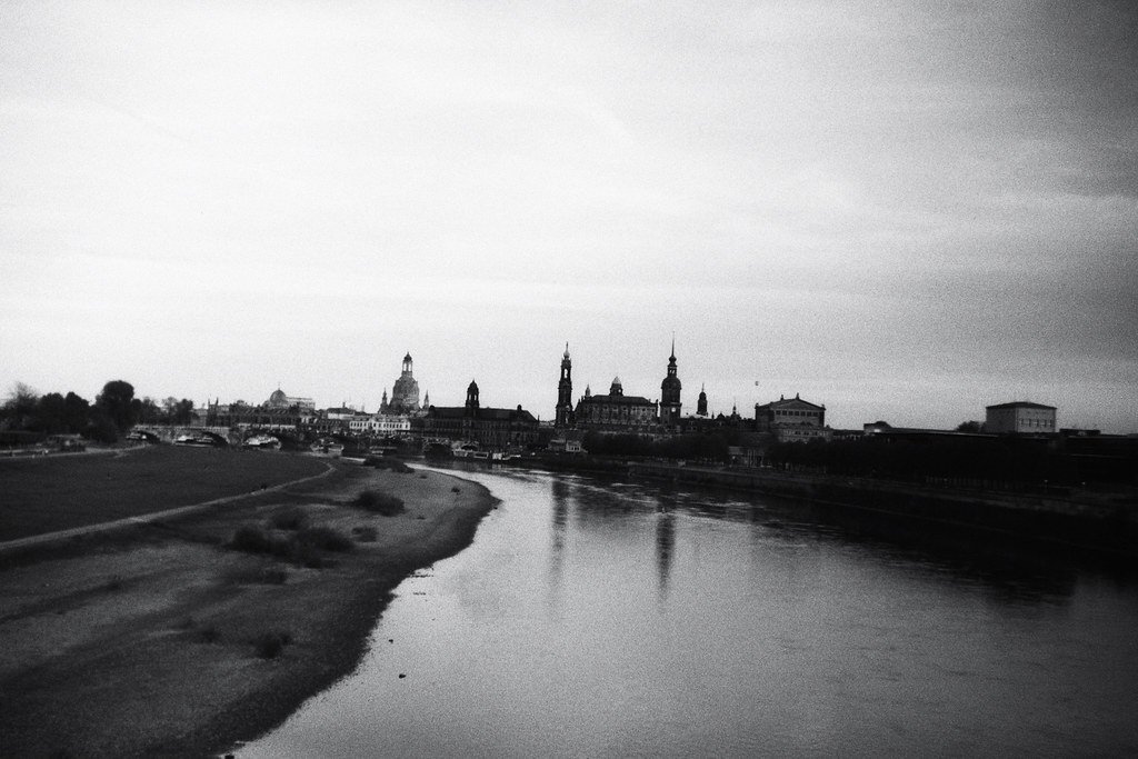 analog photography: A Canaletto-style view of Dresden's Old Town