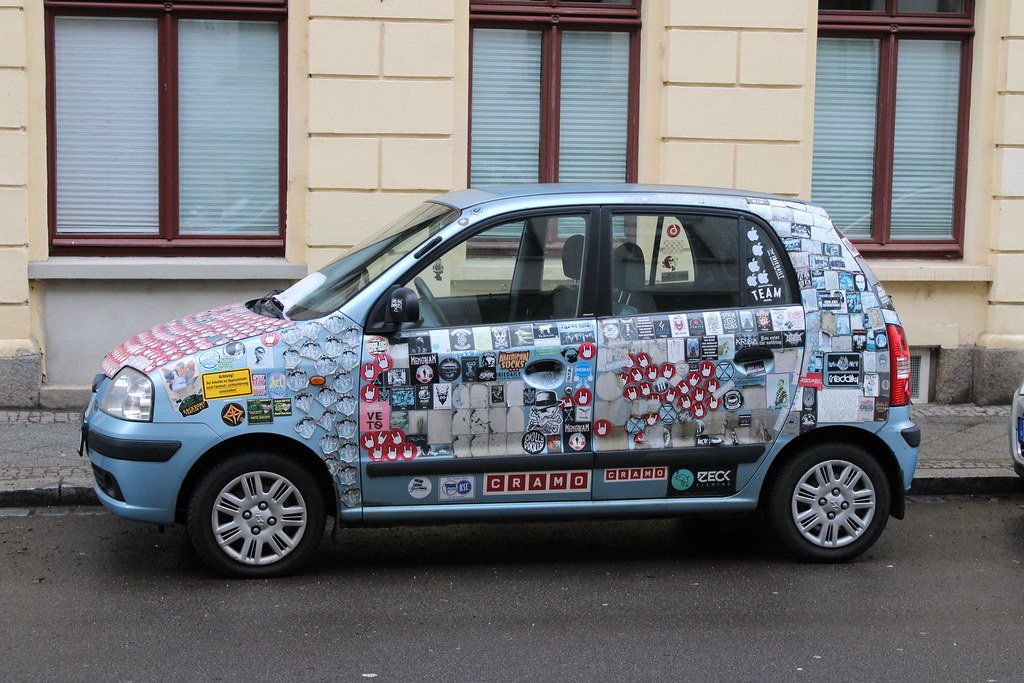 car with "some" stickers