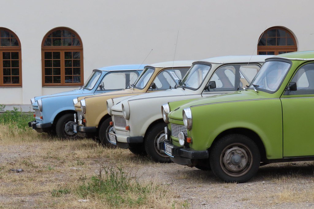 four Trabants of different colors