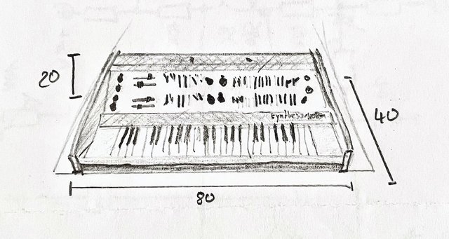 Pencil drawing of the Korg 800 DV Synthesizer
